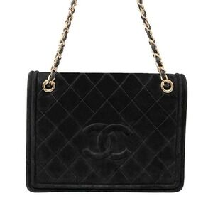 Chanel Black Suede Flap Bag Gold Chain CC Shoulder Bag‎